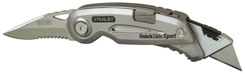 Ніж будівельний двосторонній 19мм трапеція + складне 75мм 120мм QuickSlide Sport STANLEY 0-10-813