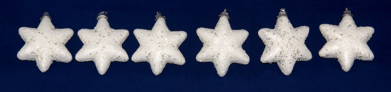 Набір ялинкових іграшок - зірочок, 6 шт, 7 см, білий, пінопласт (200312), фото 1
