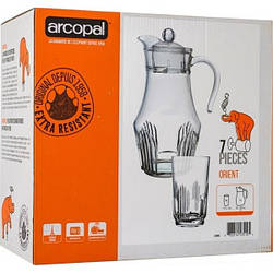 Набір для напоїв Orient глечик + 6 склянок Arcopal L4986