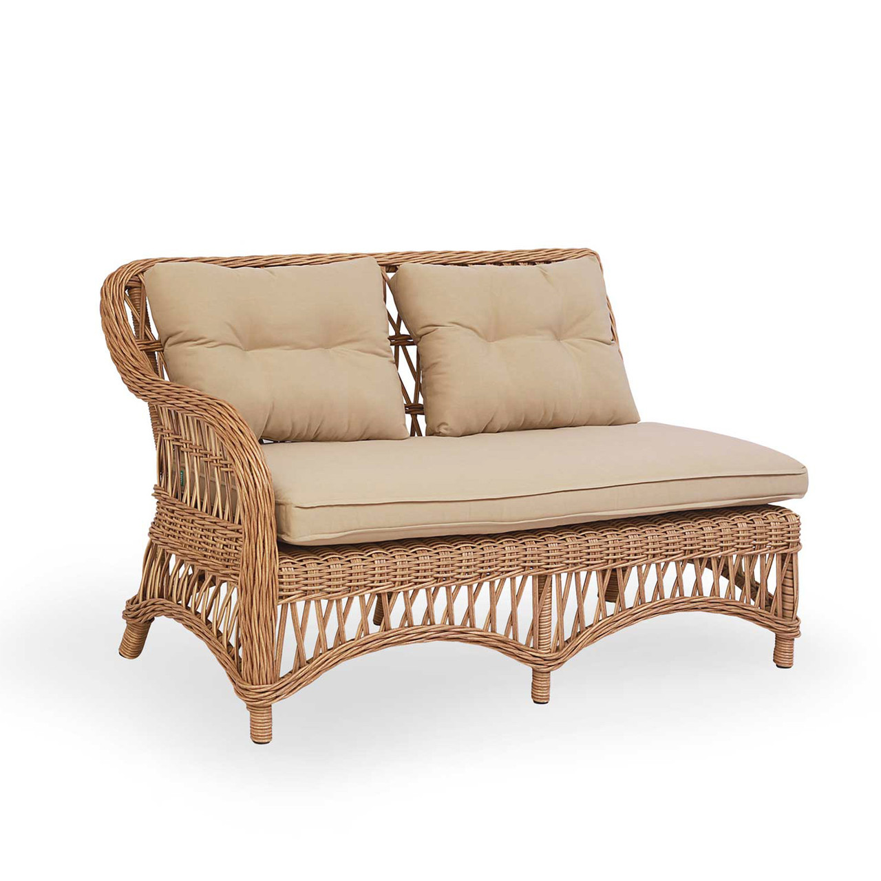 Диван з правим підлокітником Беатриче без текстилю, каркас алюміній, віск.ротанг Лоза, 132х78х86 см (Pradex ТМ), фото 1