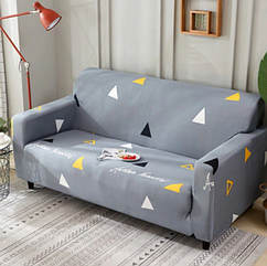 Чохол для одномісного дивана (сірий в квіточку)