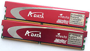 Пара оперативной памяти A-Data Vitesta DDR2 4Gb (2Gb+2Gb) 800MHz PC2 6400U CL4 2R8 (AD2800E002GU) Б/У