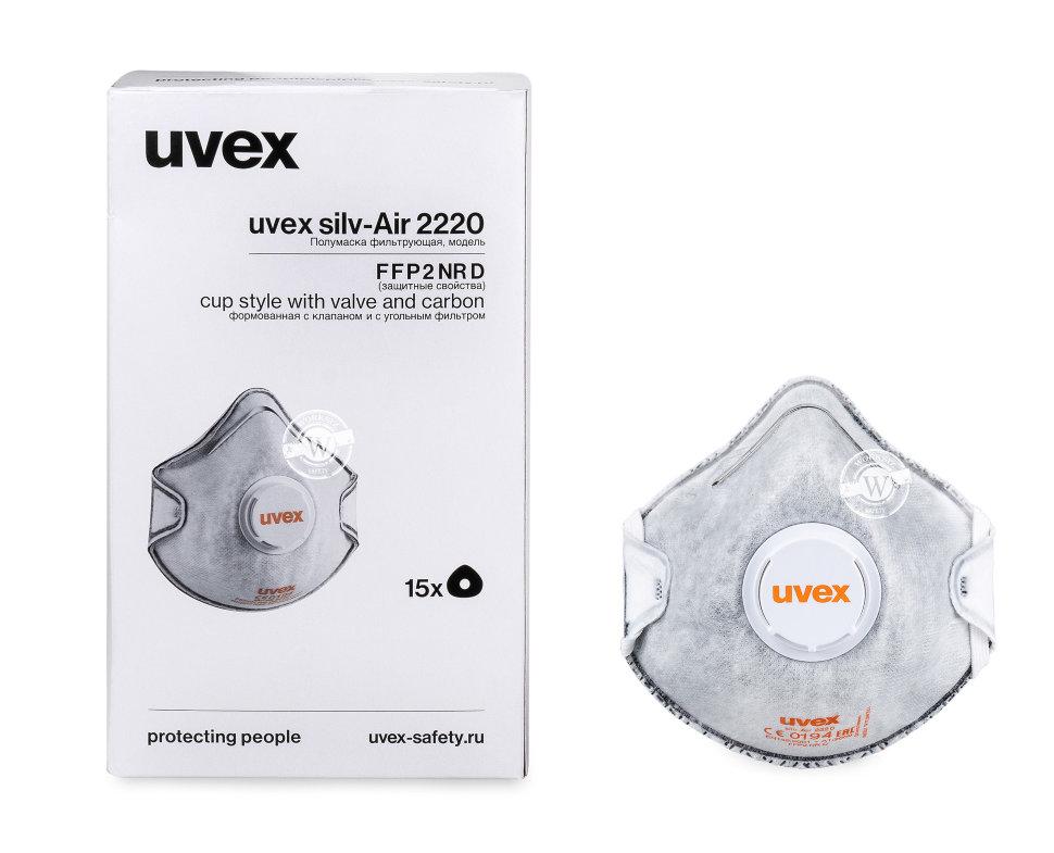 РЕСПІРАТОР UVEX™ СИЛ-ЕЙР 2220 ( вугільний ) FFP 2 оригінал 15 шт в уп., фото 1