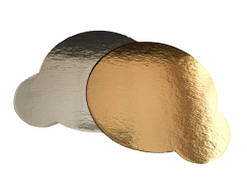 Підкладка для тістечок золото/срібло 9 см із вушком