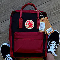 Рюкзак женский Fjallraven Kanken classic bag " Black ox red (W)". Живое фото. Premium Class