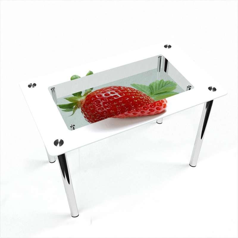Стіл обідній скляний Прямокутний з полицею скло фотодрук Sweet berry 910х610*Еко мм (БЦ-Стіл ТМ)