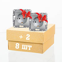 Розетка з заземленням алюмінієва Schneider Electric Asfora EPH2900161 10шт за ціною 8шт