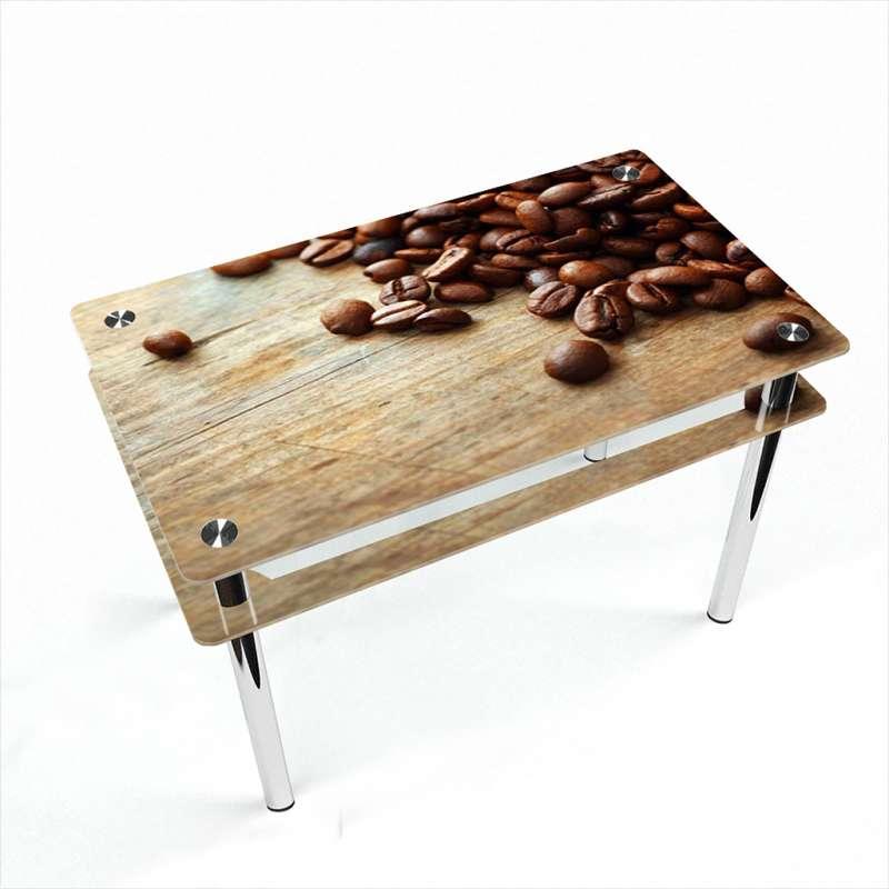 Стіл обідній Прямокутний з прохідною полицею стільниця фотодрук Coffee 910х610 *Еко (БЦ-стіл ТМ)