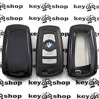 Чехол (черный, полиуретановый) для смарт ключа BMW (БМВ), кнопки c защитой