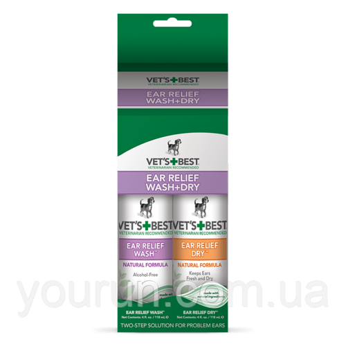 Ear Relief Wash & Dry Combo Kit Набір для чищення вух -Рідкий очищувач для вух + лосьйон Підсушує
