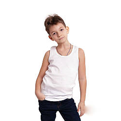 Дитяча біла майка для хлопчиків від 98 см до 158 см