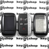 Чехол (черный, полиуретановый) для смарт ключа Land Rover (Ленд Ровер), кнопки с защитой