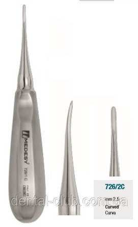 Елеватор хірургічний 2,5 мм вигнутий, Medesy 726 / 2С, фото 1