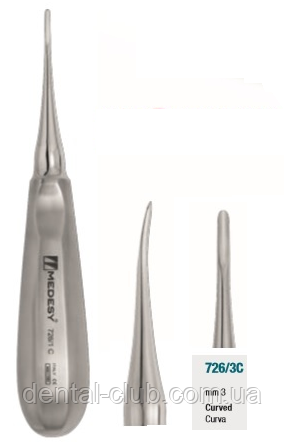 Елеватор хірургічний 3,0 мм вигнутий, Medesy 726 / 3С, фото 1