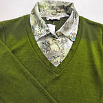 Светр сорочка теплий зелений трикотаж 221291 джемпер, фото 5