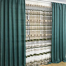 Готові штори з тюллю №358 бірюза