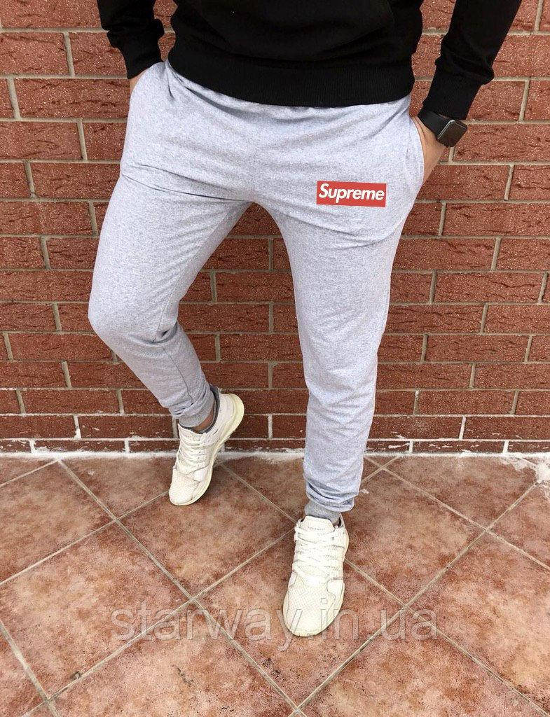 Сірі спортивні штани | принт supreme