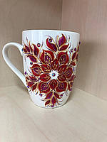 Чашка керамическая с рисунком ручной работы подарочная "Цветок расторопши"