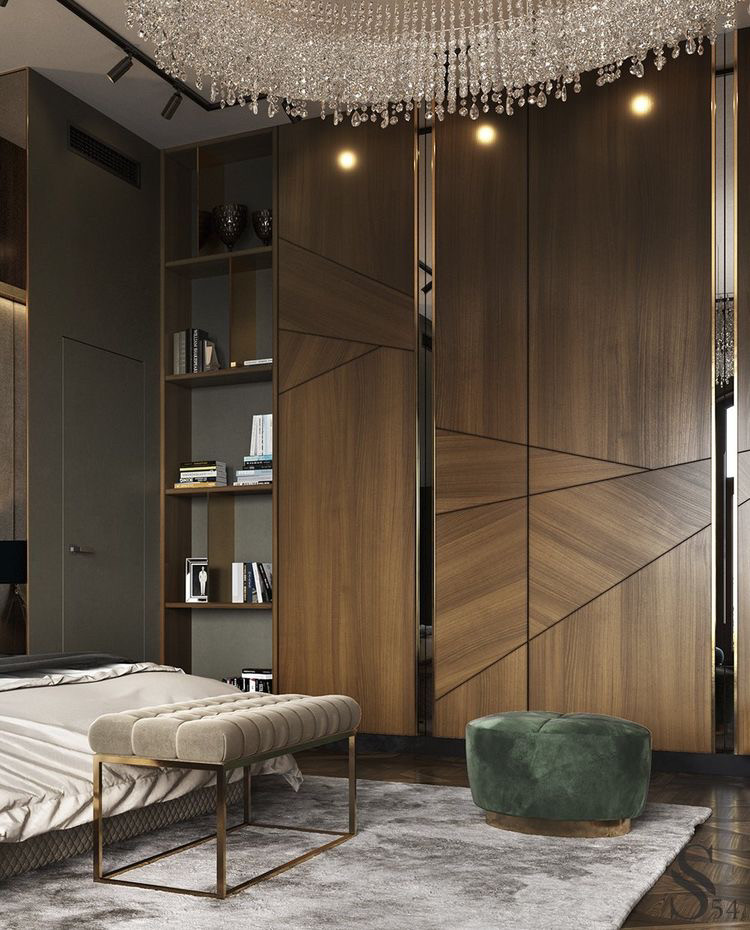 Шафа купе з фасадами шпон горіха американського