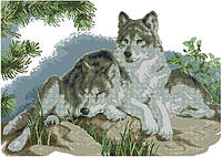 Набор для вышивки крестом Волки отдыхают в лесу. Размер: 49*35 см