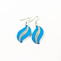 Сережки металеві з блискітками "Хвиля"