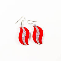 Сережки металеві з блискітками "Хвиля"