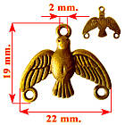 Набір 2 шт Конектор для Біжутерії 19 мм Птах, Метал, Колір Бронза, Рукоділля, Фурнітура для Прикрас, фото 2