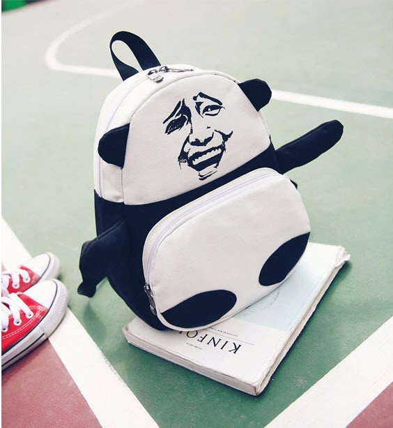 Оригінальний тканинний рюкзак Панда з мемом гримасою