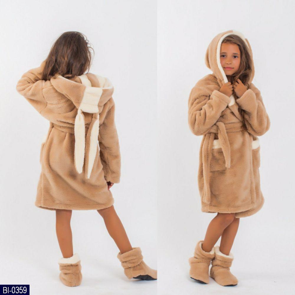 Дитячий махровий халат із чобітками, Заєць, забарвлення, розмір на 10 років, фото 1