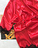 Жіночий атласний халат червоний, фото 3