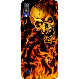 Бампер силіконовий чохол з картинкою для Samsung Galaxy M10 Череп у вогні