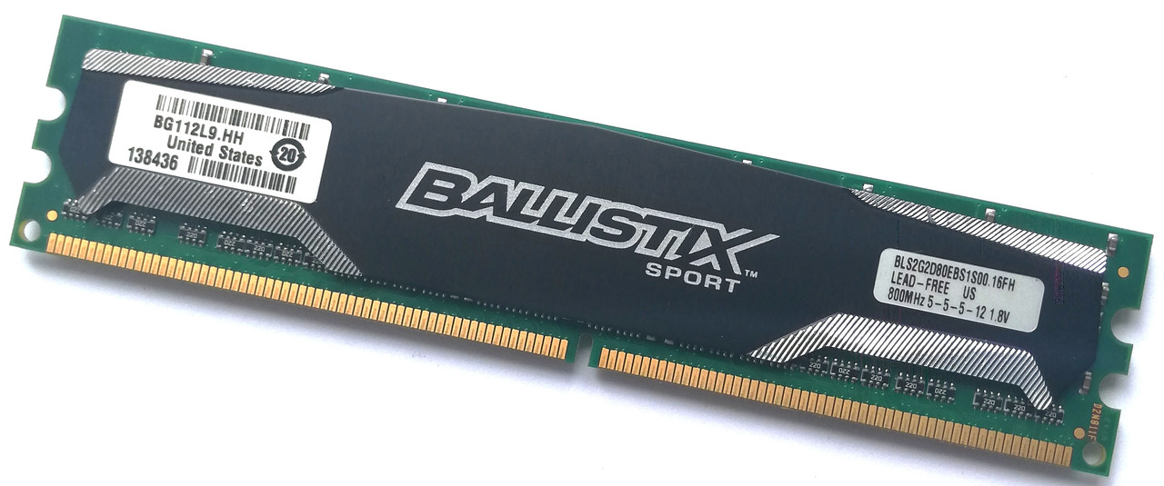 Ігрова оперативна пам'ять Crucial Ballistix Sport DDR2 2Gb 800MHz 6400U CL5 (BLS2G2D80EBS1S00.16FH) Б/У