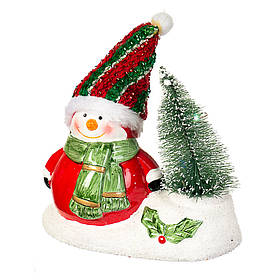 Фигурка "Снеговик и ёлка" 6*13*16 см,  светящаяся,в упаковке 4шт. (012NK)