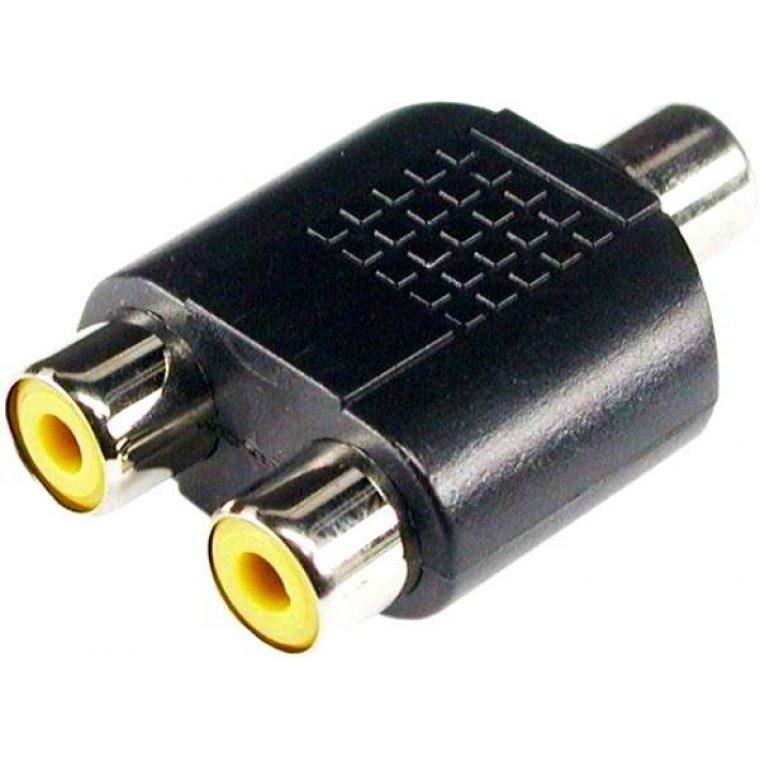 Перехідник гніздо RCA — 2 гнізда RCA (пластик), фото 1