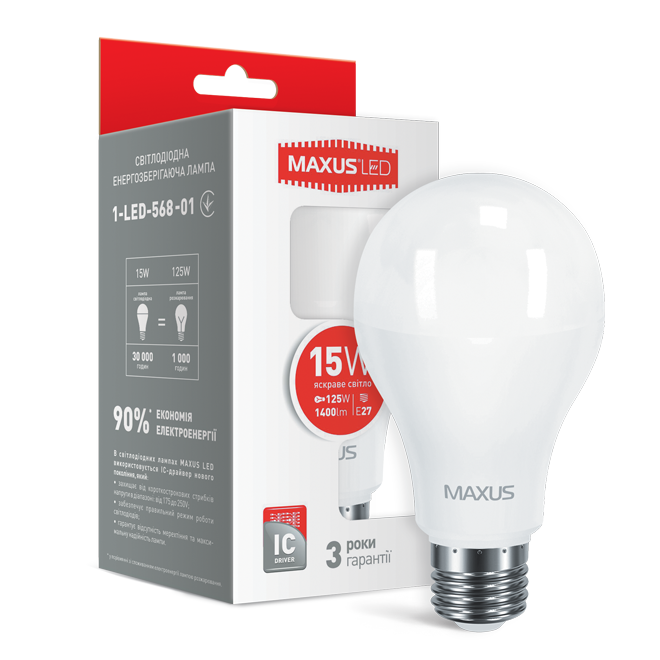Лампа світлодіодна MAXUS LED A70 15w 4100K E27 1-LED-568 (901 782)