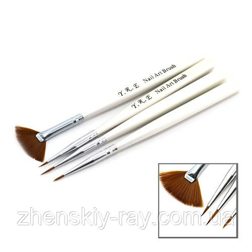 Набір пензлів для малювання YRE Nail Art Brush NK-17, 4 шт.