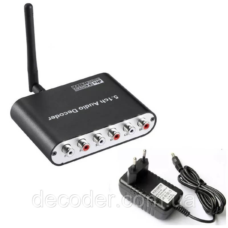 Аудіо оптичний декодер конвертер цифрового звуку з оптики S/PDIF / Bluetooth 5.0 в аналоговий звук 5.1 ЦАП з Bluetooth (6 RCA