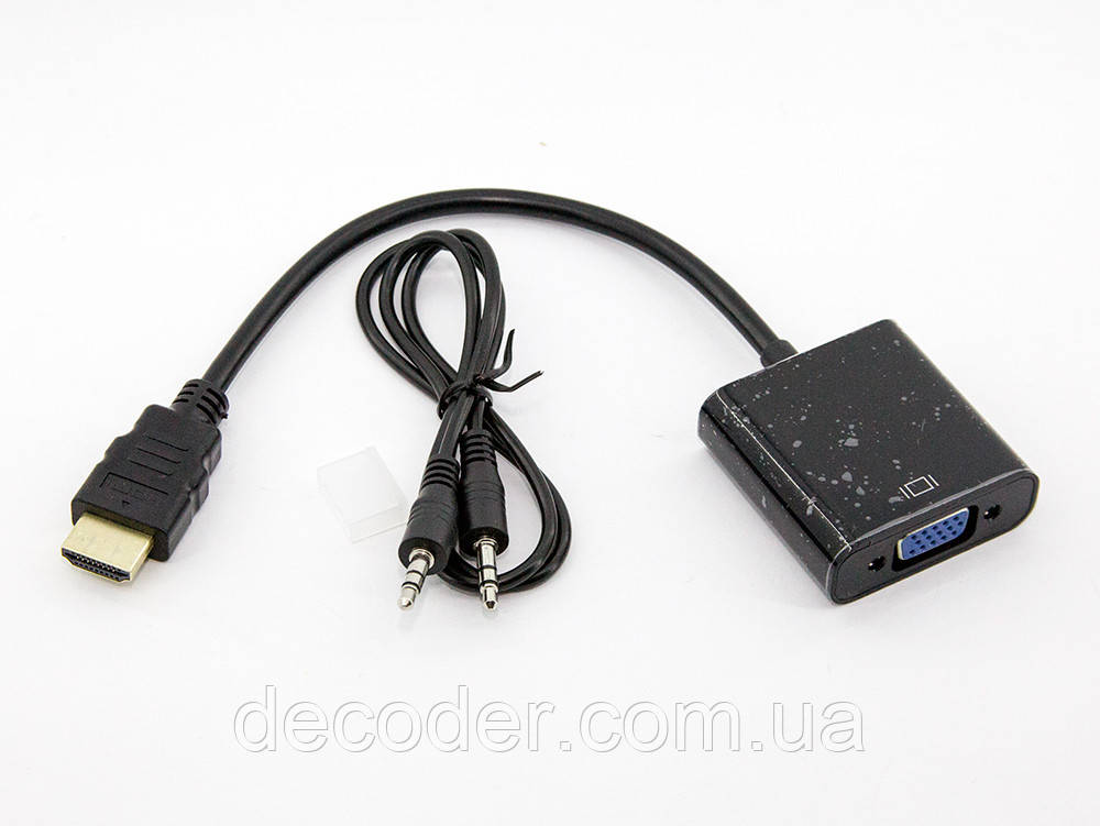 HDMI - VGA Перехідник HDMI на VGA конвертер адаптер ХДМІ у ВГА перетворювач з аудіо кабелем для T2 приставки XBOX PS3 монітора