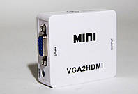 Перехідник VGA на HDMI конвертер для ПК, ноутбука, відео реєстратора адаптер перетворювач з аудіо та зовнішнім живленням