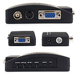 Конвертер BNC S-Video RCA в адаптер VGA перетворювач відео композит сигналу тюльпан AV на ВЖА для моніторів з VGA входом BNC to, фото 3