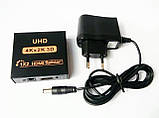 HDMI розгалужувач спліттер 1 х 2 2K 4K 1080P splitter HDMI 1 на 2 вихідні порти екрану (4K HDMI UHD 1х2 ), фото 4