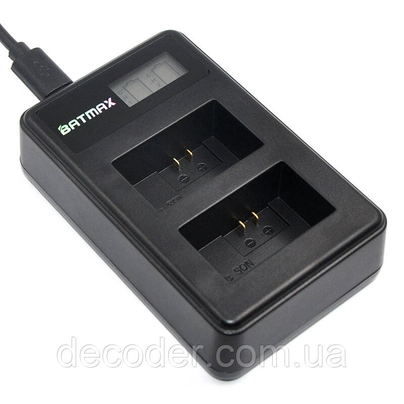 Подвійний USB зарядний пристрій на два акумулятори SONY NP-FW50 Batmax заряджання ЮСБ (Dual USB LCD for Sony np-fw50)