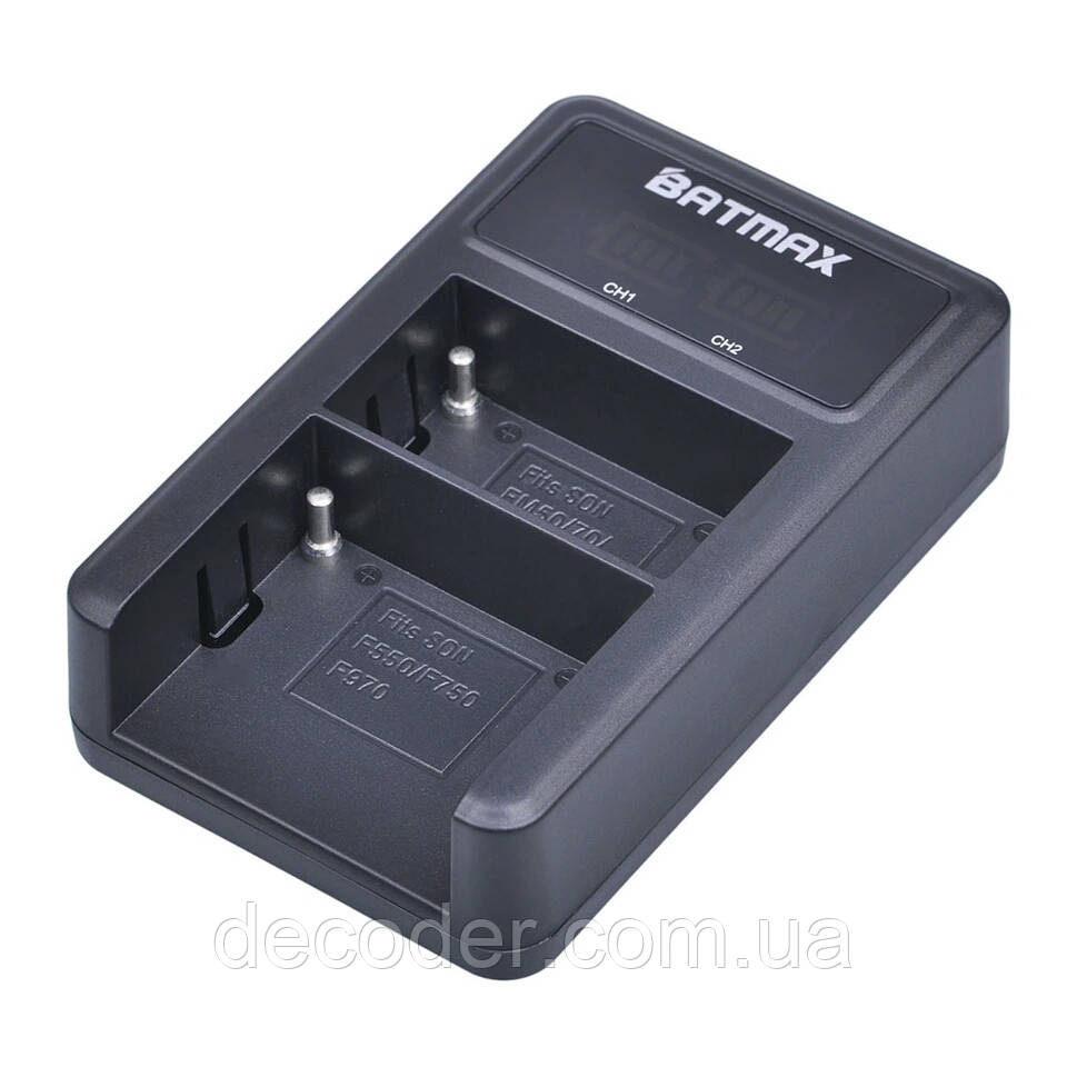 Подвійний USB зарядний пристрій на два акумулятори SONY NP-F550/750/F960 Batmax заряджання ЮСБ ( Dual USB LCD for Sony NP-F550 F750 F960)