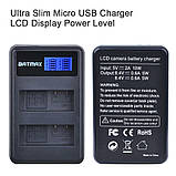 Подвійний USB зарядний пристрій на два акумулятори Nikon EN-El14 EN-EL14a Batmax заряджання ЮСБ ( Dual USB LCD for Nikon EN-El14 ), фото 3