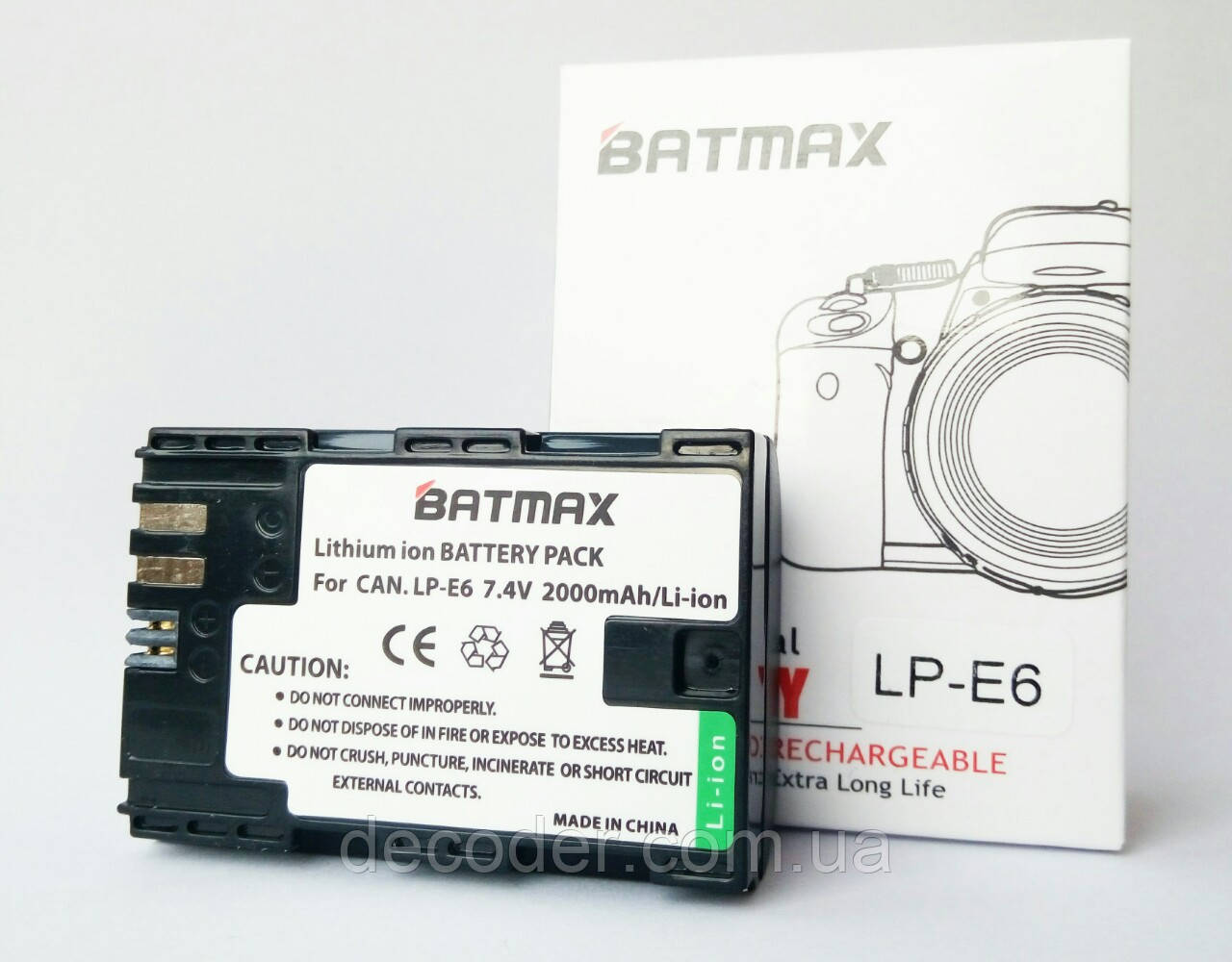 Акумулятори LP-E6 / LP-E6N 2000 mA Batmax LP-E6N Canon 5D Mark II Mark III Mark 4 6D 7D 60D 70D 80D ( Batmax LP-E6 )