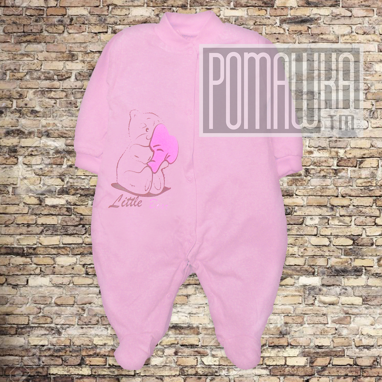 М'який трикотажний чоловічок р 86 9-12 міс комбінезон сліп для малюків бавовна дитячий ІНТЕРЛОК 3044 Рожевий