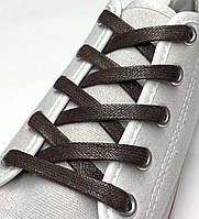 Шнурки с пропиткой плоские темно-коричневые 80 см (Ширина 7 мм)