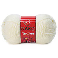 Пряжа Nako Nakolen 300 екрю (нитки для в'язання Нако Наколін) напіввовна 49% вовна, 51% акрил