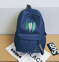 Великий тканинний рюкзак для школи з принтом перо, фото 3
