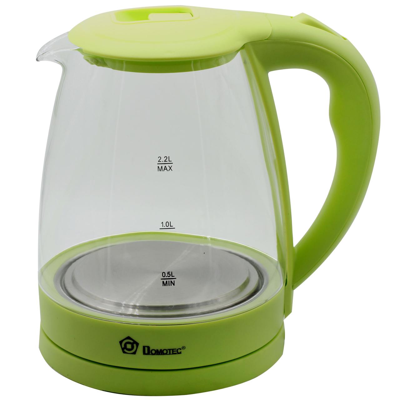 Електричний чайник скляний Domotec MS-8212 2200 Вт зелений